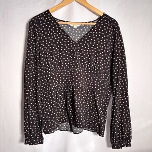 Boden Top Womens 12 Polka Dot Work Casual Chic Office Classic French Peplum